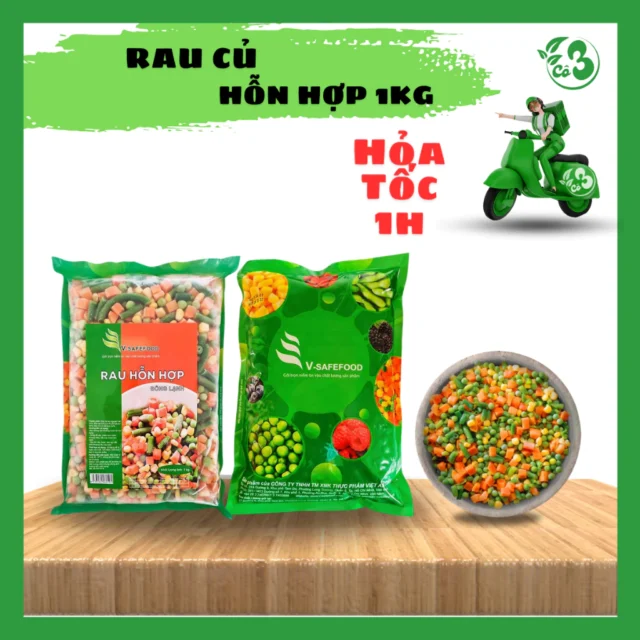 Rau Củ Hỗn Hợp Túi 1KG - Nguyên Liệu Đông Lạnh Tiện Lợi Dinh Dưỡng